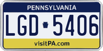 PA license plate LGD5406