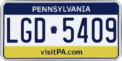 PA license plate LGD5409
