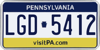 PA license plate LGD5412