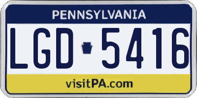 PA license plate LGD5416