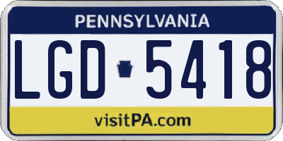PA license plate LGD5418