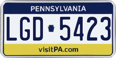 PA license plate LGD5423