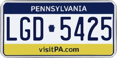 PA license plate LGD5425
