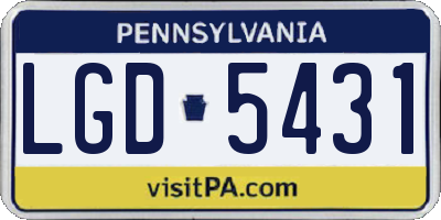 PA license plate LGD5431