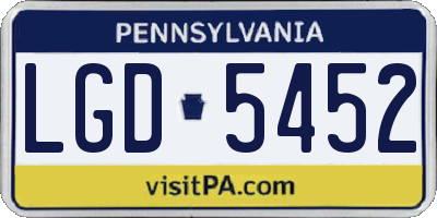PA license plate LGD5452