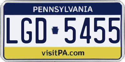 PA license plate LGD5455
