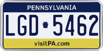 PA license plate LGD5462