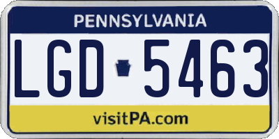PA license plate LGD5463