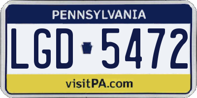 PA license plate LGD5472