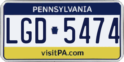 PA license plate LGD5474