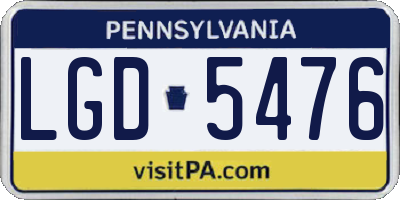 PA license plate LGD5476