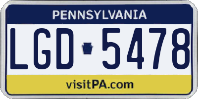 PA license plate LGD5478