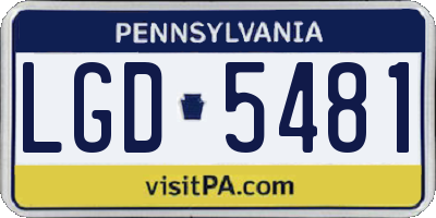 PA license plate LGD5481