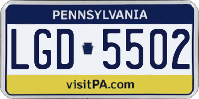 PA license plate LGD5502