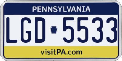 PA license plate LGD5533