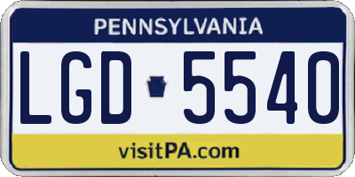 PA license plate LGD5540