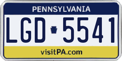 PA license plate LGD5541