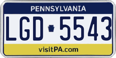 PA license plate LGD5543