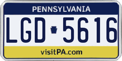 PA license plate LGD5616