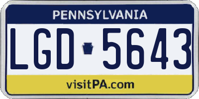 PA license plate LGD5643