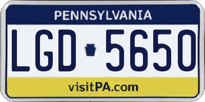 PA license plate LGD5650