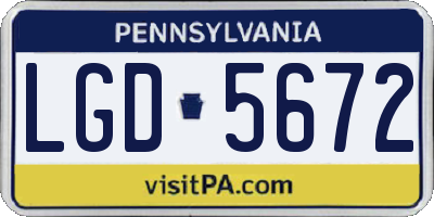 PA license plate LGD5672