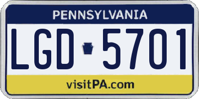 PA license plate LGD5701