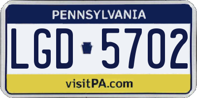 PA license plate LGD5702