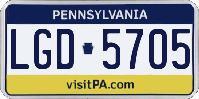PA license plate LGD5705