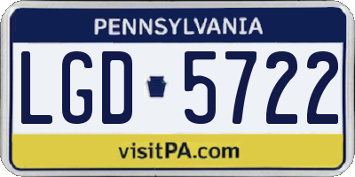 PA license plate LGD5722