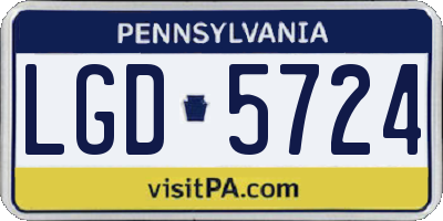 PA license plate LGD5724