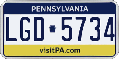 PA license plate LGD5734
