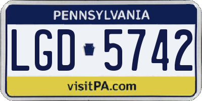 PA license plate LGD5742