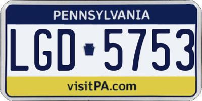 PA license plate LGD5753