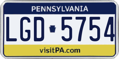 PA license plate LGD5754