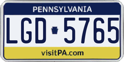 PA license plate LGD5765