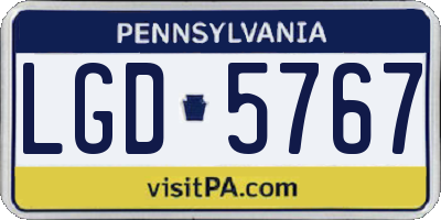 PA license plate LGD5767