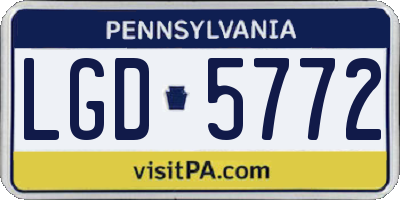 PA license plate LGD5772