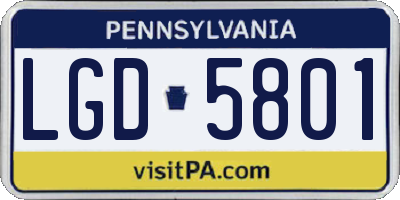 PA license plate LGD5801