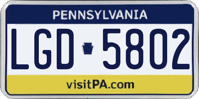 PA license plate LGD5802