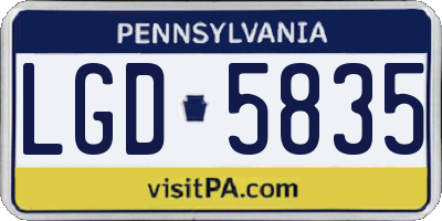 PA license plate LGD5835
