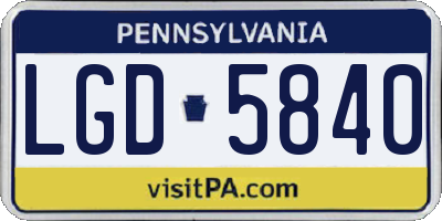PA license plate LGD5840