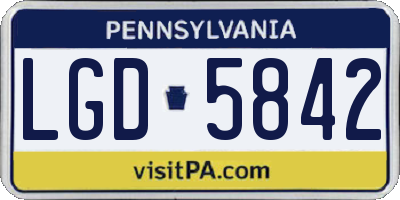 PA license plate LGD5842