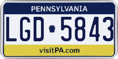 PA license plate LGD5843