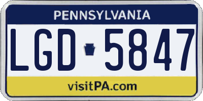 PA license plate LGD5847