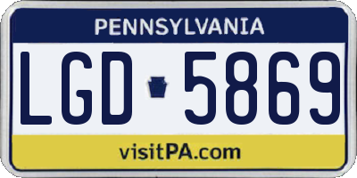 PA license plate LGD5869