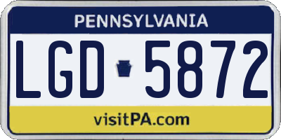 PA license plate LGD5872