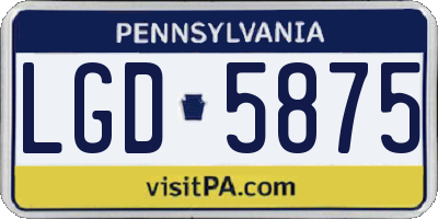PA license plate LGD5875