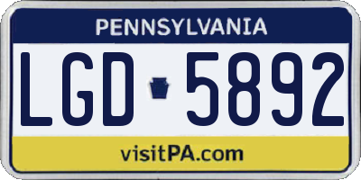 PA license plate LGD5892