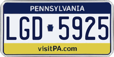 PA license plate LGD5925